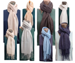 Pashmina lisa con flecos