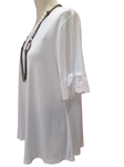 Blusa manga corta, elegante y casual, con "Puño puntillista", 