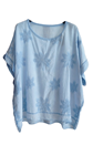 Blusa manga corta, cuello redondo, amplia