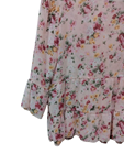 Blusa estampada rosa, manga tres cuartos, amplia tres cuartos
