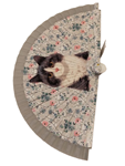 Pequeño abanico de madera con dibujos de gatos