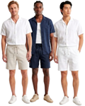 Bermudas para hombre de lino y algodón con cintura elástica