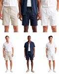 Bermudas para hombre de lino y algodón con cintura elástica