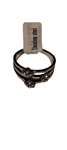 Anillo de acero con tres treboles de cuatro hojas