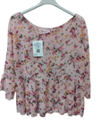 Blusa estampada rosa, manga tres cuartos, amplia tres cuartos