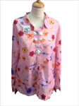 Blusa casual camisera de manga larga, estampado con flores