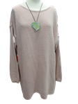 Vestido de punto holgado, cuello barco, bajo irregular, oversize y tallas grandes
