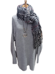 Vestido de punto holgado, cuello barco, bajo irregular, oversize y tallas grandes