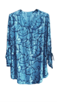 Blusa manga larga, cuello Mao en uve, tallas grandes