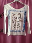 Camiseta de manga larga, con dibujo pintado a mano, Gatito
