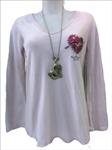 Camiseta casual, con detalle de corazón flechado (Talla única)