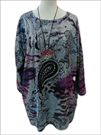 Bluson con bajo irregular, estampado talla grande