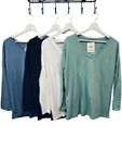 Camiseta algodon cuello pico manga larga