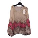 Blusa amplia holgada, sedosa, manga larga, tallas grandes