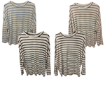 Camiseta de algodón a rayas cuello redondo
