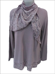 Camiseta con faldón, con foulard de flores pequeñas (Tallas M-XL)