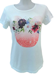 Camiseta blanca de manga corta, con silueta del rostro Mickey Mouse, como florero