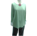 Blusa de cuello redondo y puño blanco avolantado (tallas grandes)