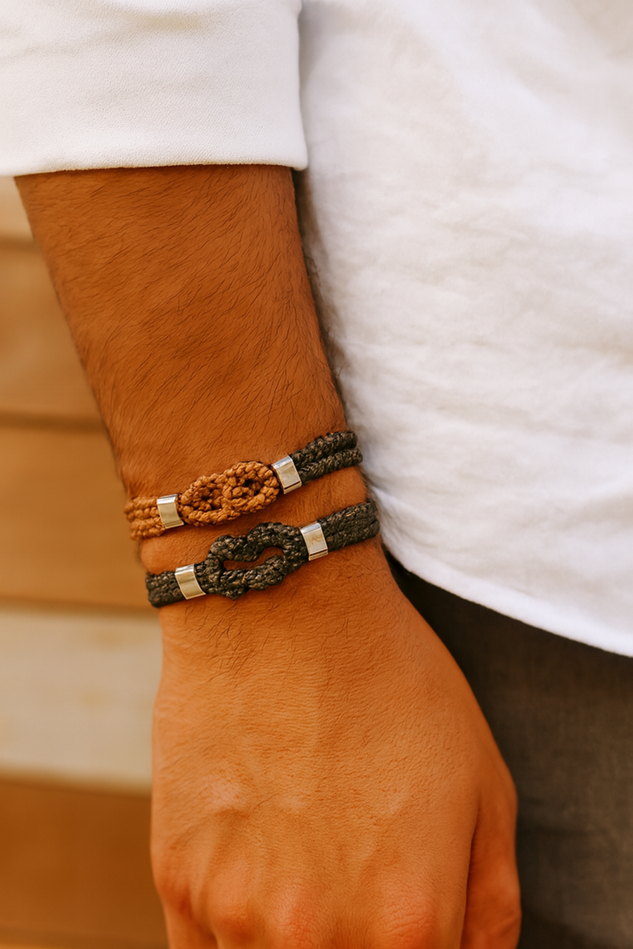 Pulsera de piel con Nudo marinero