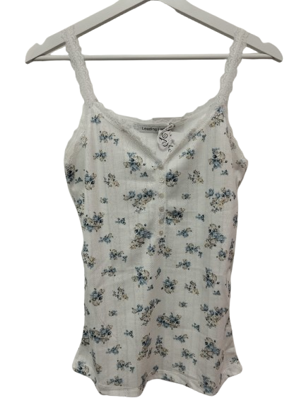 Camiseta de tirantes de encaje estampado de flores