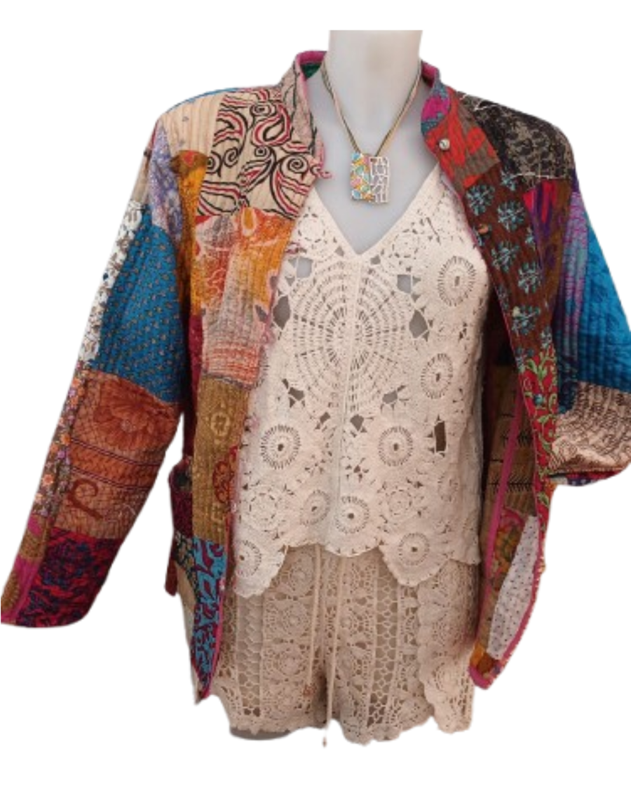 Chaqueta mujer pathwork tonos y estampados originales