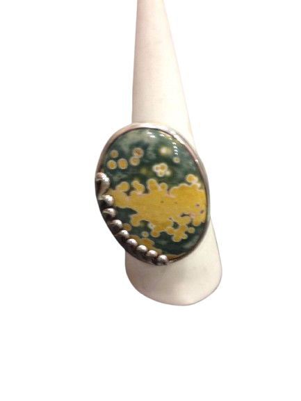 Anillo de Plata engarzando piedra Ocean Jaspe