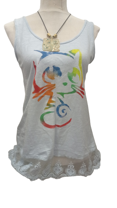 Camiseta de algodon. Exclusiva pintada a mano