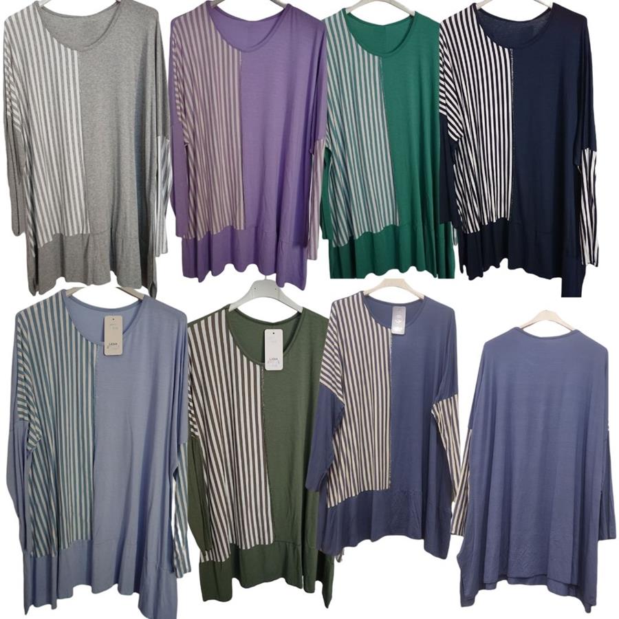 Camiseta larga con amplio evasé, tallas grandes, manga larga