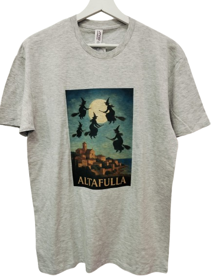 Camiseta algodon exclusiva. 5 Brujas volando en Altafulla