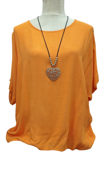 Blusa manga corta color naranja amplia