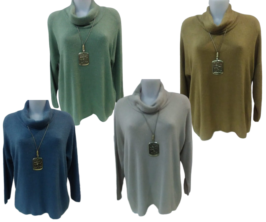 Jersey con cuello de cisne holgado, talla grande.
