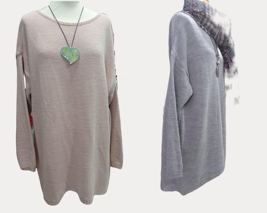 Vestido de punto holgado, cuello barco, bajo irregular, oversize y tallas grandes