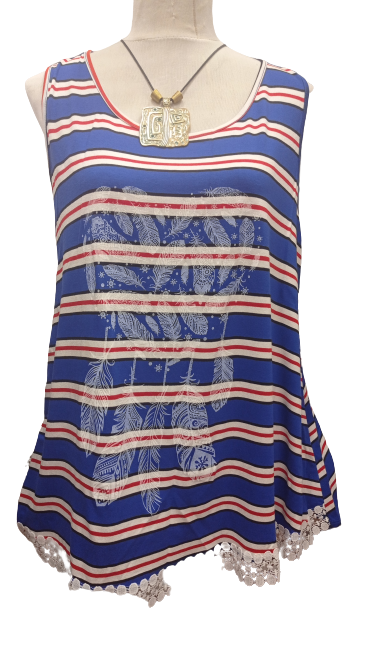 Camiseta de tirantes azul estampado corazon