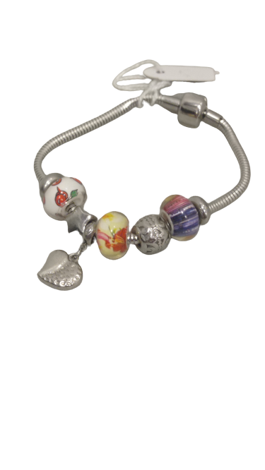 pulsera de acero con colgante corazon