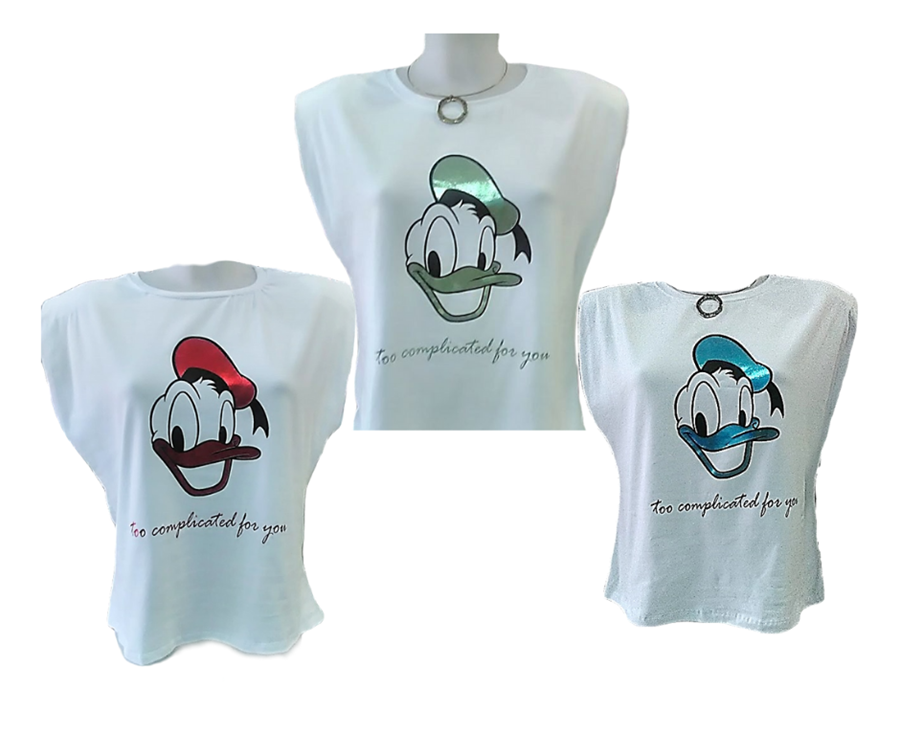 Camiseta Pato Donald, con hombreras