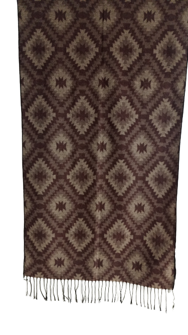 Bufanda fina de lana, tonos marrones, estampado triangular