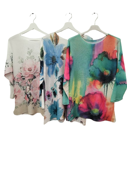 Jersey estampado de manga murcielago
