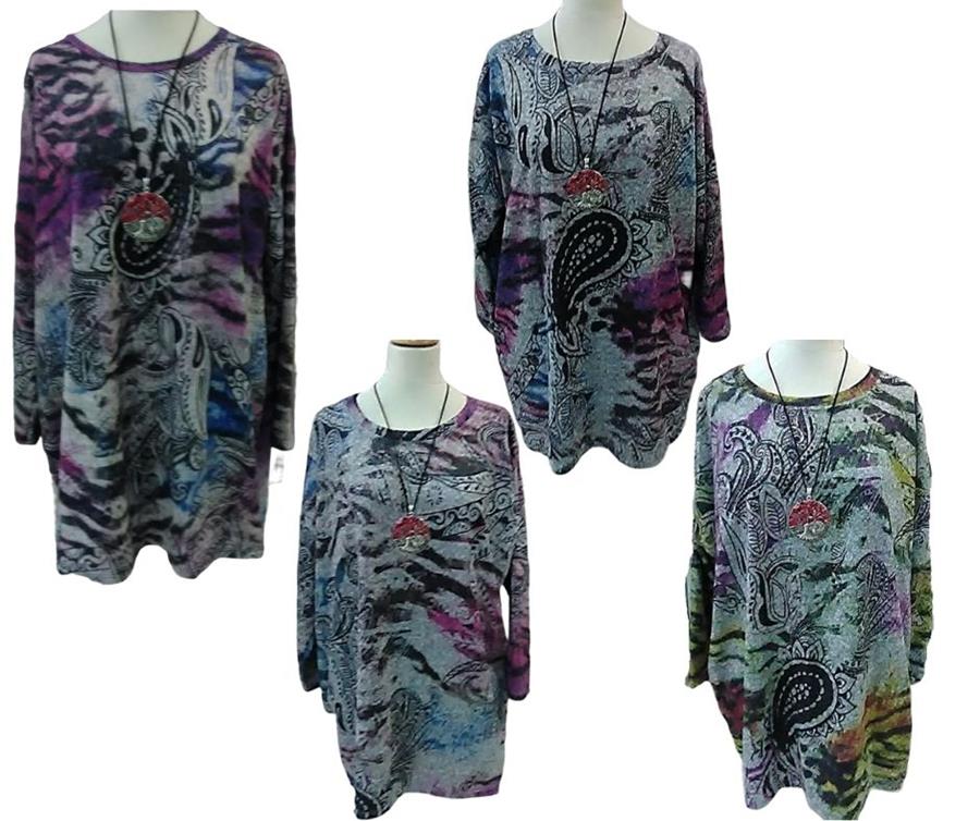 Bluson con bajo irregular, estampado talla grande