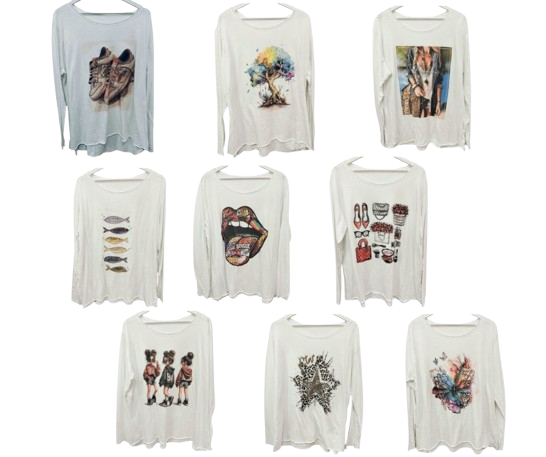Camiseta blanca de algodon en manga larga