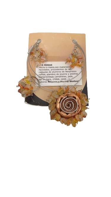 Collar pendientes y anillo artesanal