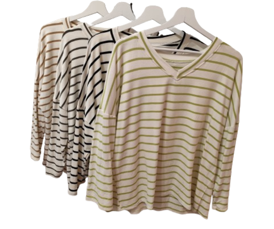 Camiseta mujer rayas cuello Pico