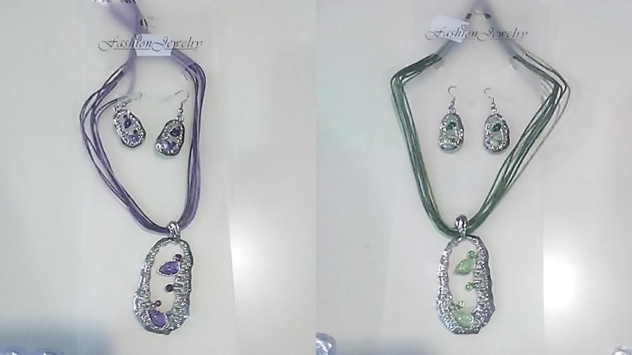 Juego de collar y pendientes, plateado cueva estalactistas