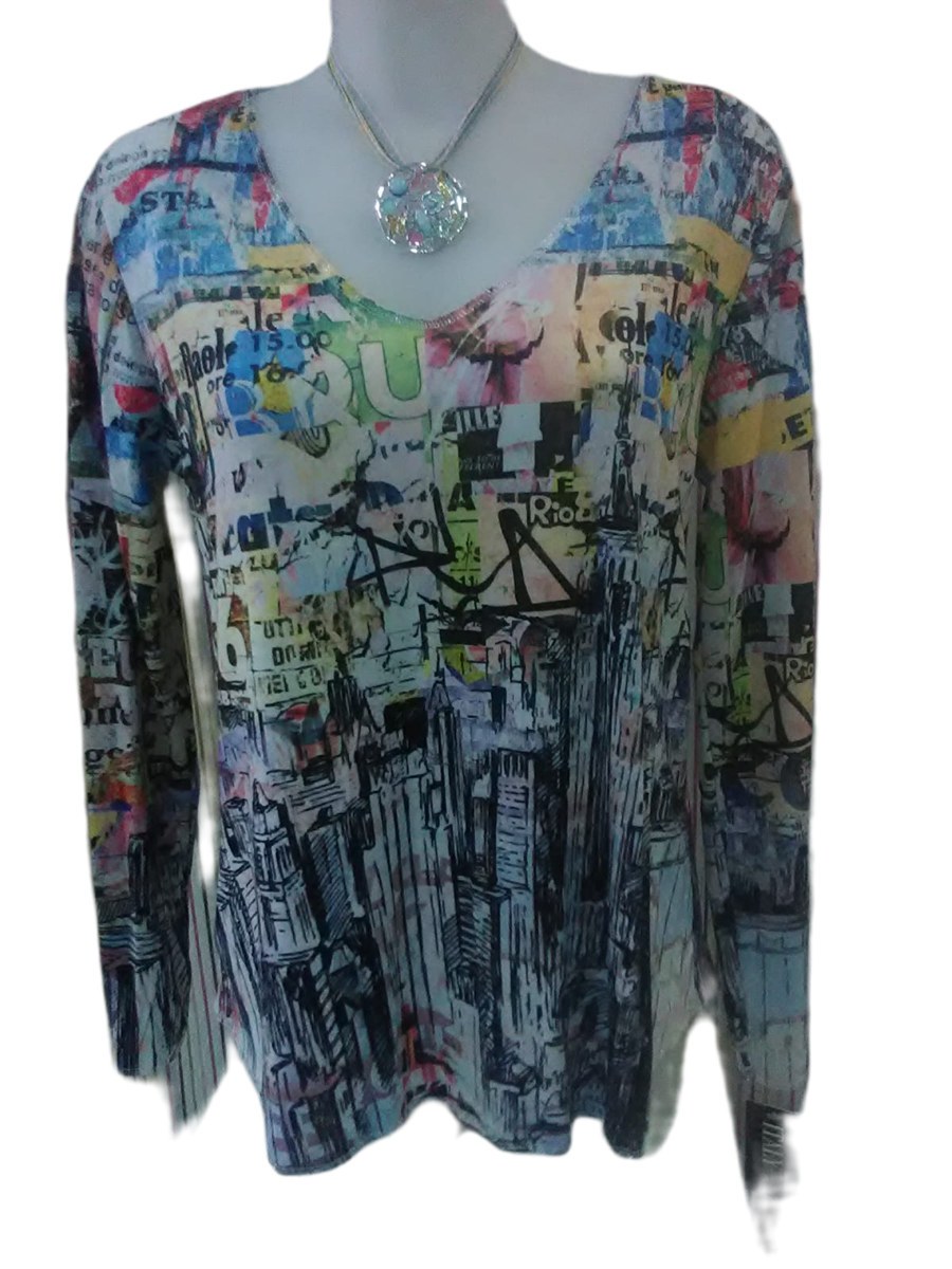 Jersey acamisetada con paisajes urbanos, inspiracions expresionista