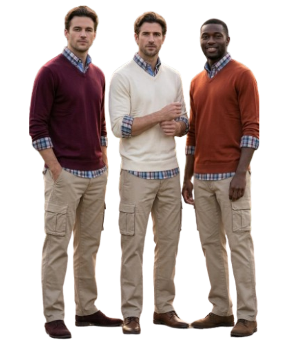 Jersey fino para hombre con cuello de pico