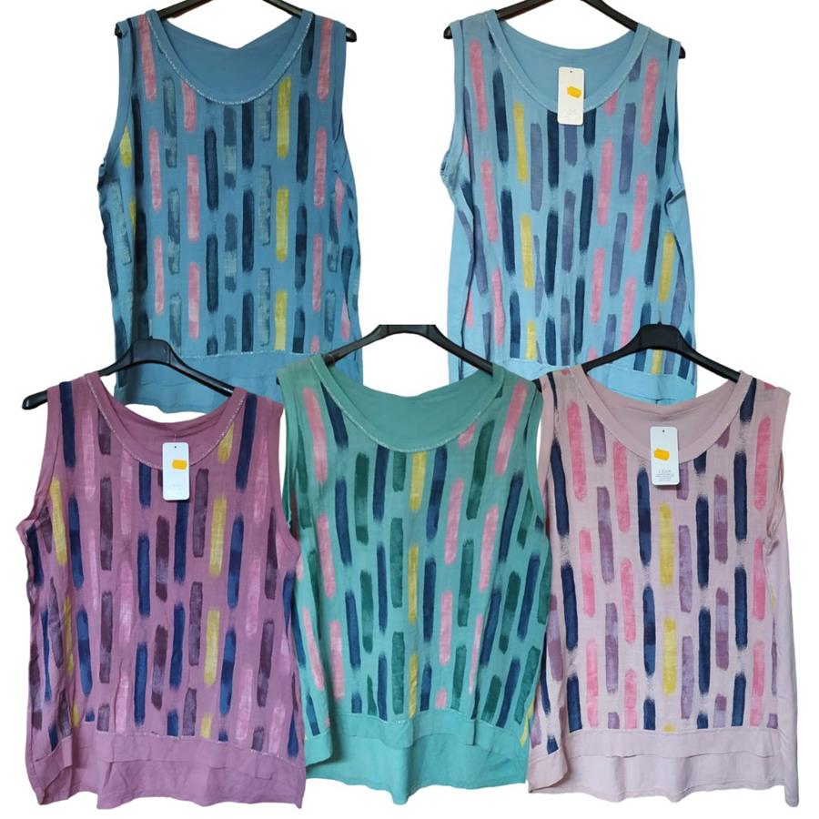 Blusa tirantes amplios, algodón, estampado tallas grandes