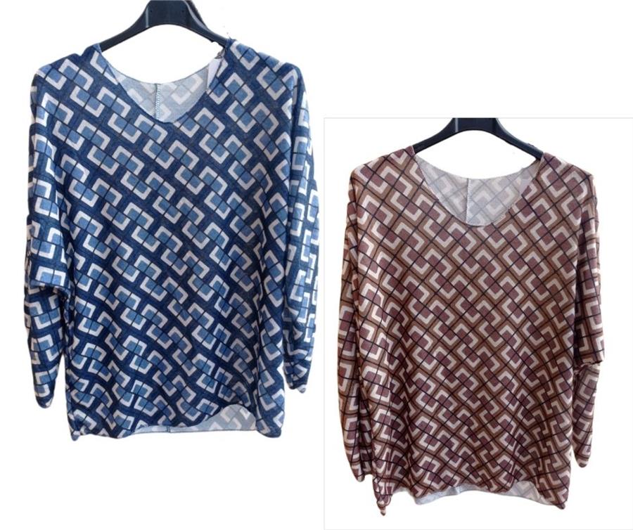 Jersey para tallas grandes, tacto agradable y dibujo laberinto