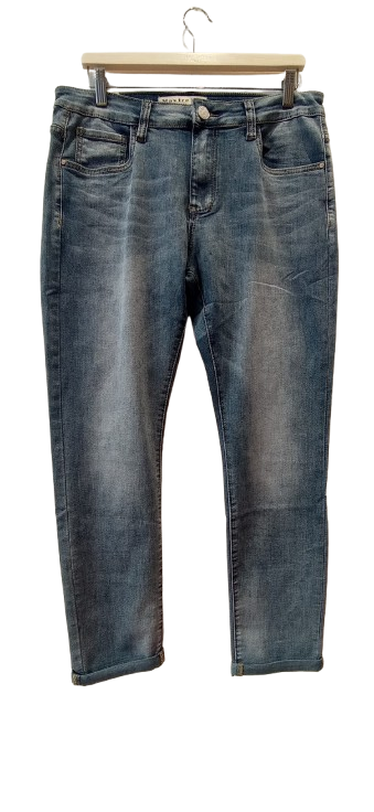 Pantalón vaquero para hombre efecto desgastado, lavado azul