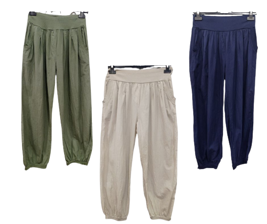 Pantalon bombacho liso de cintura elastica para tallas grandes