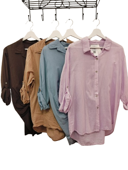 Camisa de manga recogida