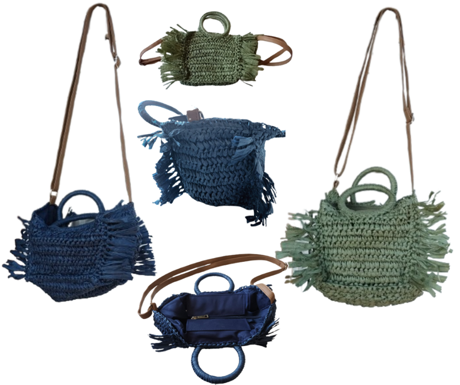 Bolso pequeño de mano y en bandolera, papel trenzado 